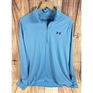 Under‎ Armour Mens 1/4 Zip Pullover Athletic Shirt BLUE Lightweight LARGE